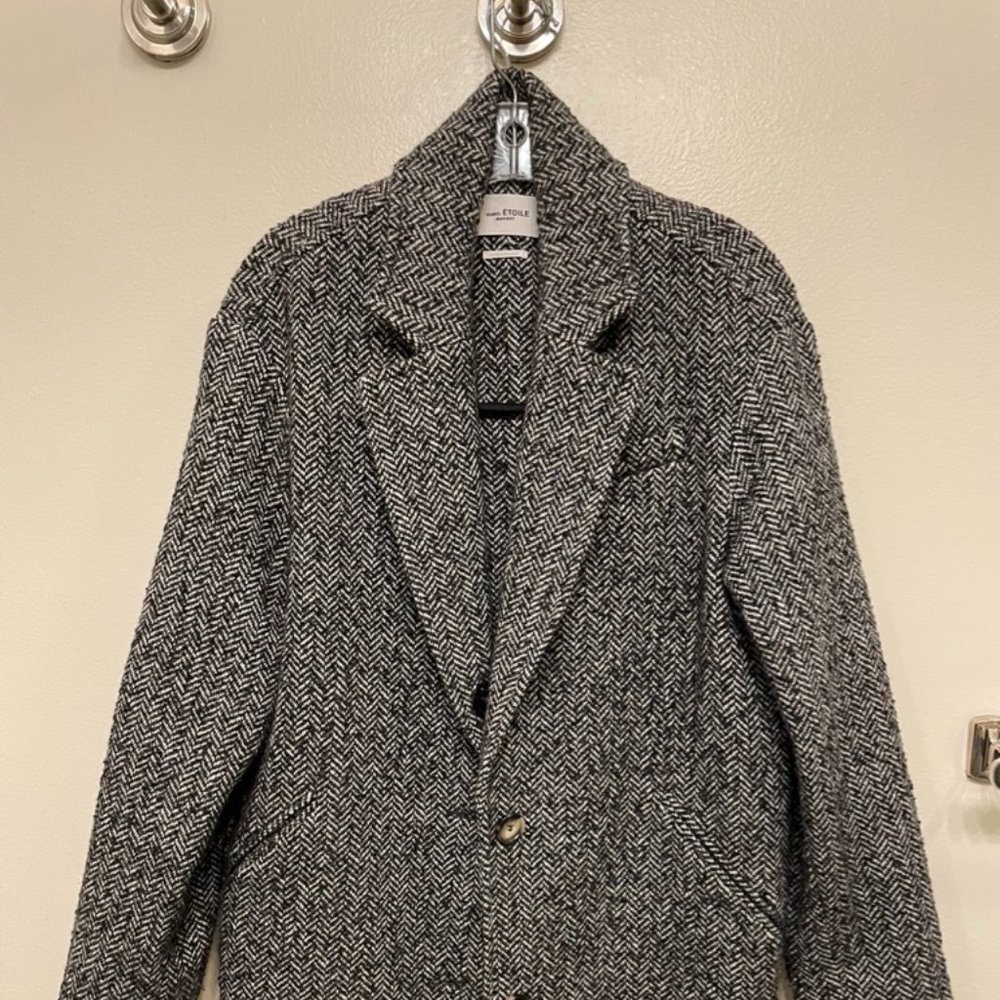 Isabel Marant Etoile Dante Gray Tweed Wool Mohair Coat size 34.